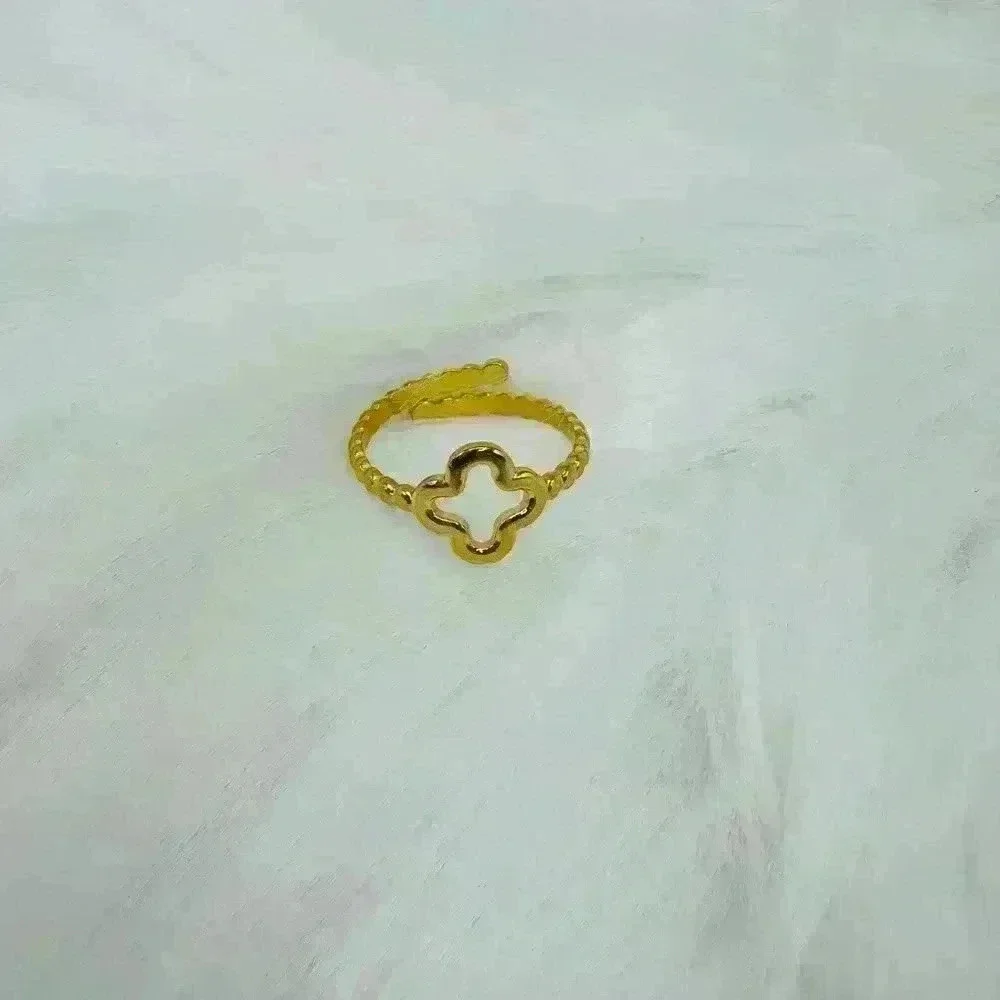 Stainless Steel Simple Women's Clover Ring